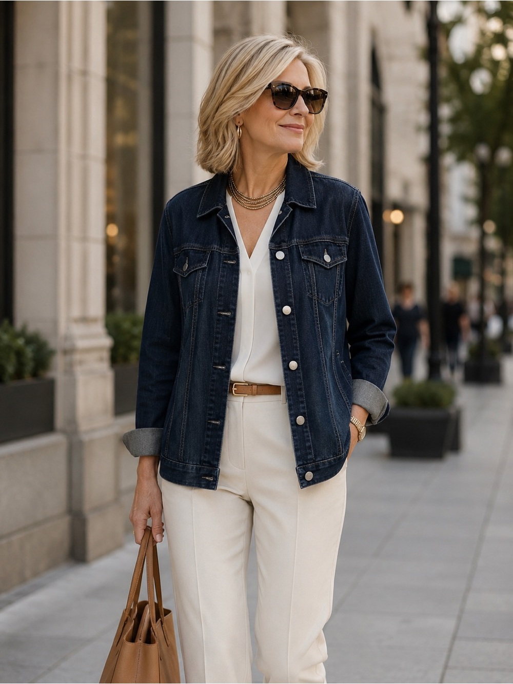 CHICO'S Women's Lightweight Longline Dark Blue Denim Jacket